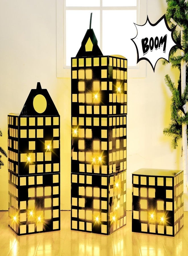 Weekgrat 6 Pcs Large Hero Party Favor Boxes with 11 Inch Skyscraper City Gift Large Hero Theme Candy Treat Boxes Skyline Buildings Centerpiece for Birthday Party Decoration Supplies - Image 4